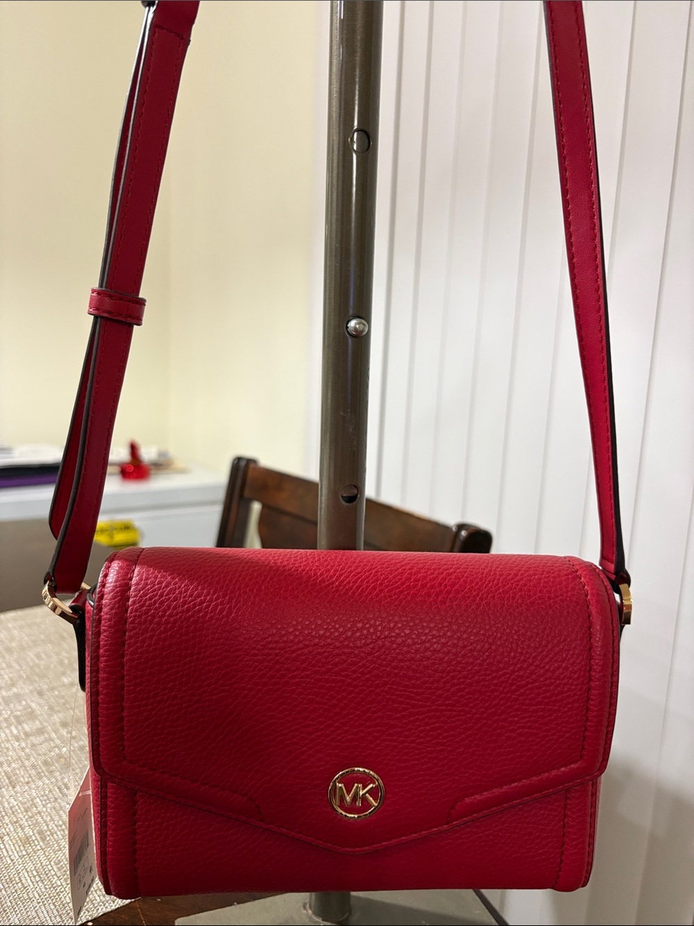 Michael Kors Red Pebbled Leather Crossbody Bag